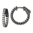 thumbnail image 1 of Sterling Silver Black-Plated CZ in & Out Hoop Earrings, 1 of 1