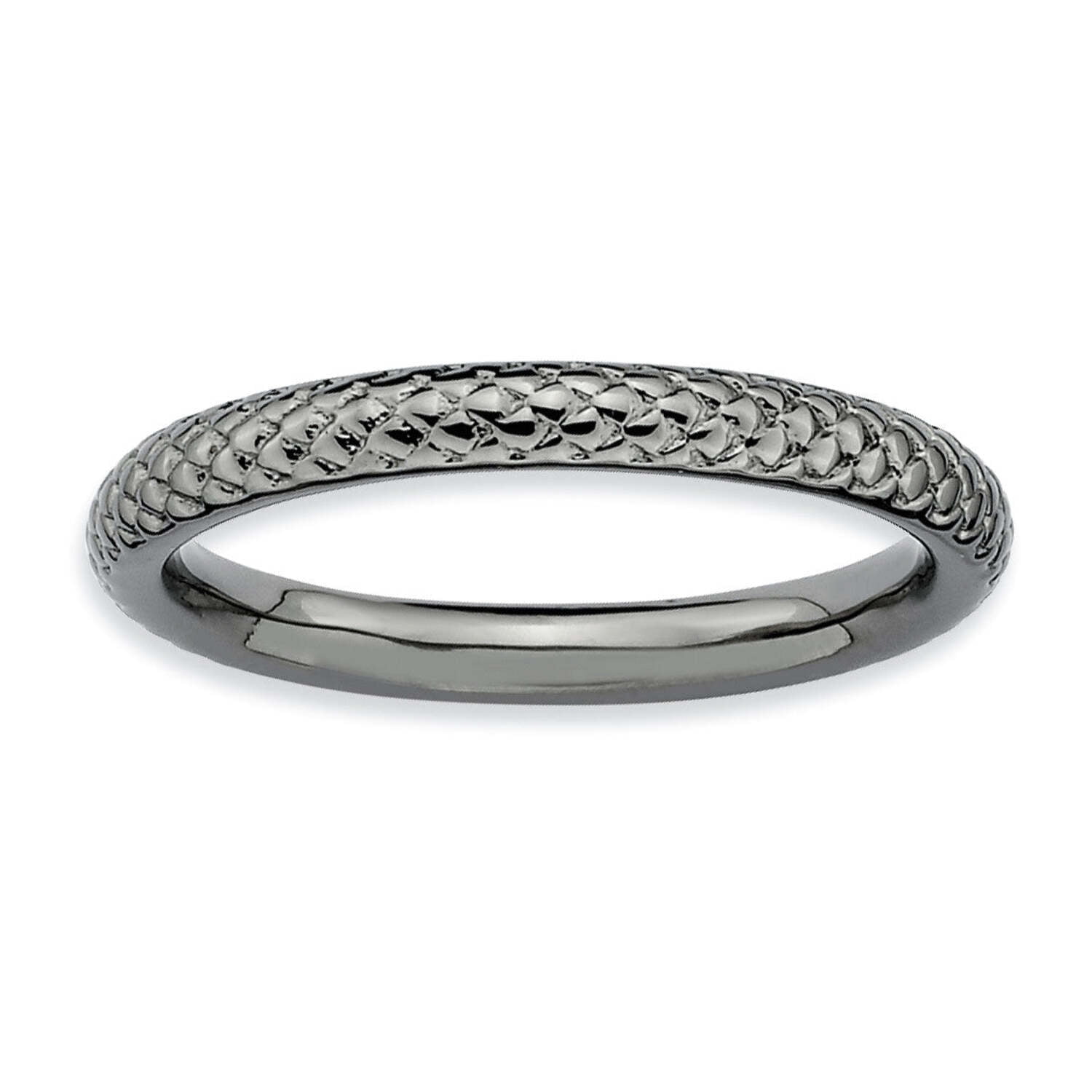 Sterling Silver Black-Plated Cable Ring