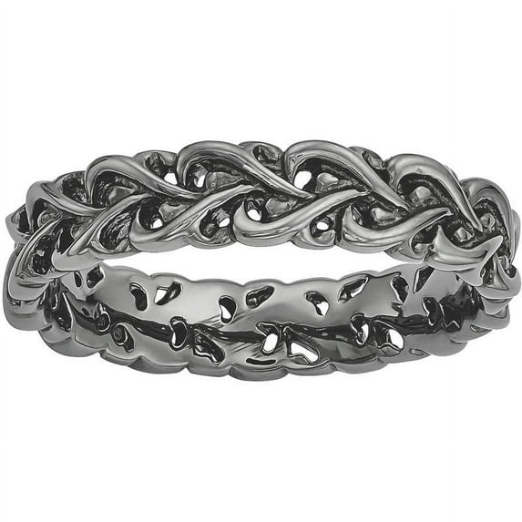 Sterling Silver Black-Plated Carved