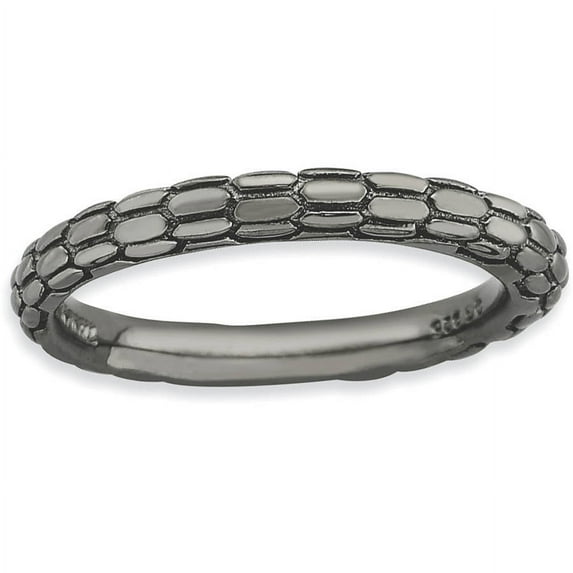 Sterling Silver Black-Plated Domed Ring