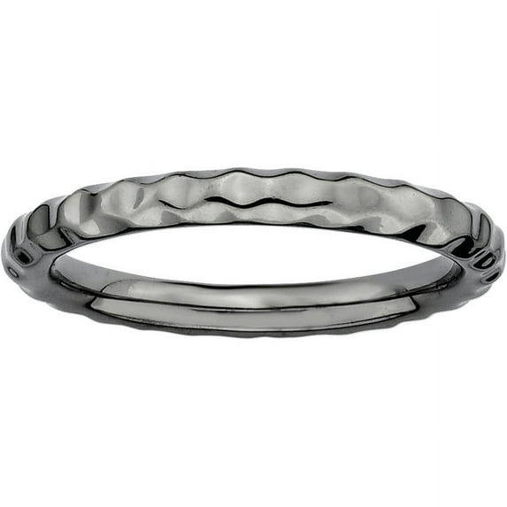 Sterling Silver Black-Plated Hammered Ring