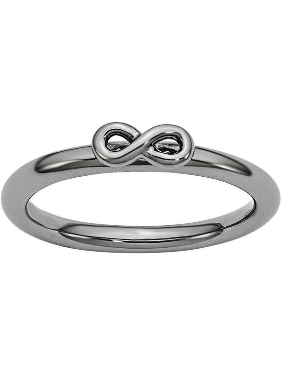 Sterling Silver Black-Plated Infinity Symbol Ring