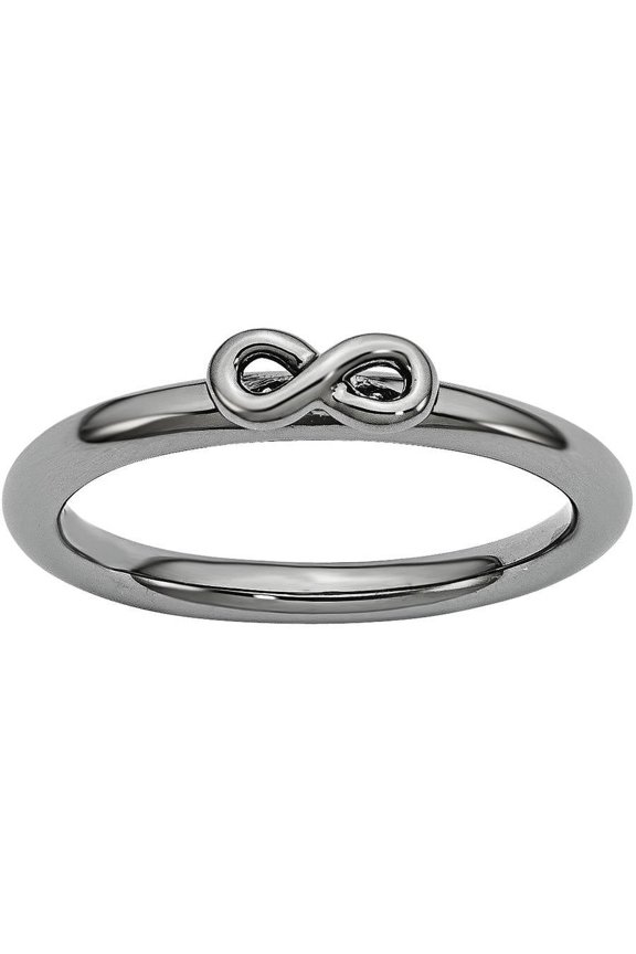Sterling Silver Black-Plated Infinity Symbol Ring