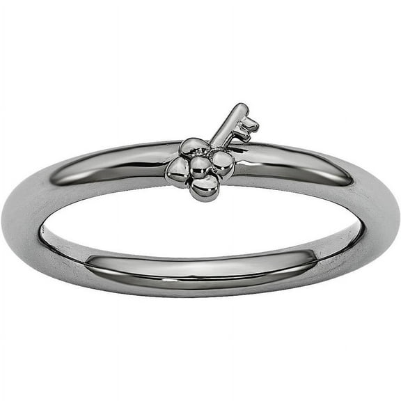 Sterling Silver Black-Plated Key Ring