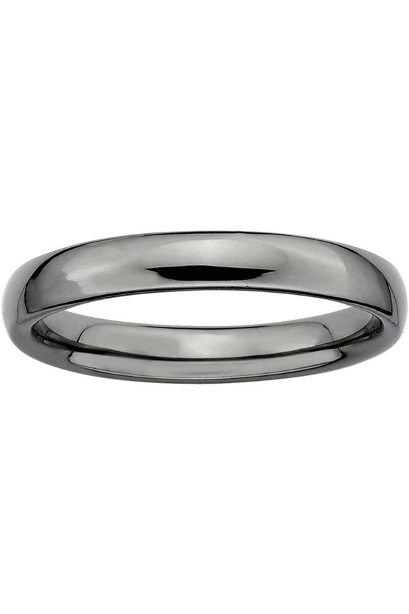 Sterling Silver Black-Plated Polished Ring
