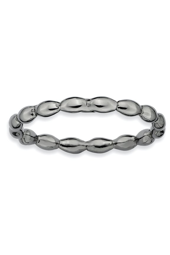 Sterling Silver Black-Plated Rice Ring
