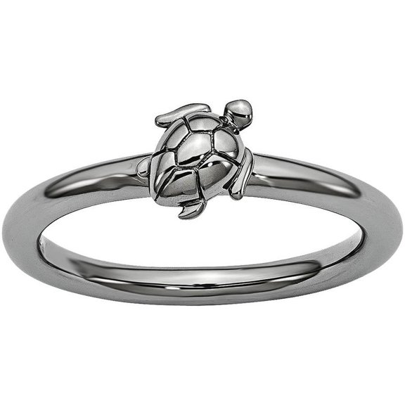 Sterling Silver Black-Plated Turtle Ring