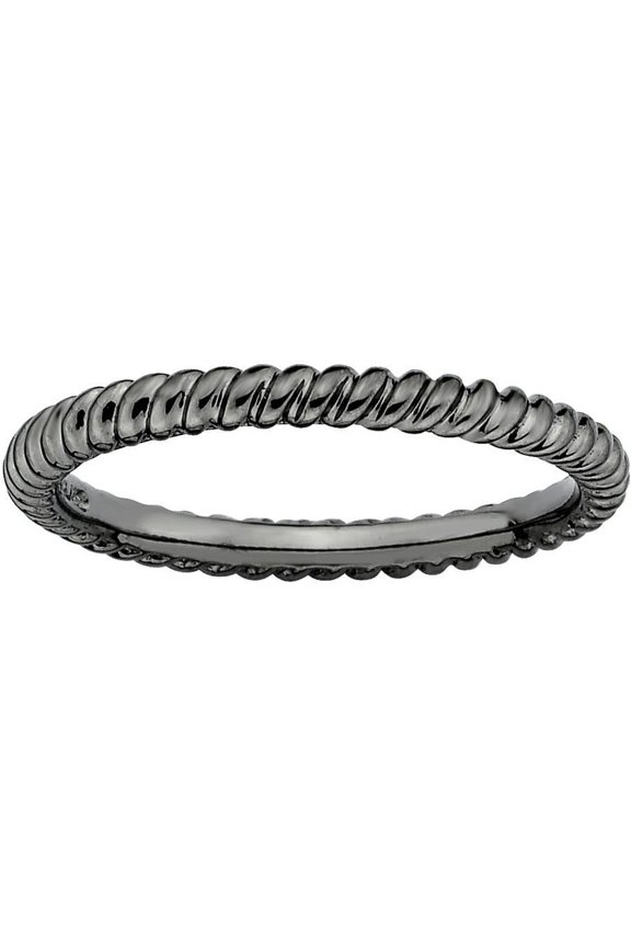 Sterling Silver Black-Plated Twisted Ring