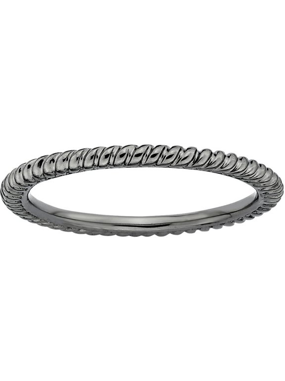 Sterling Silver Black-Plated Twisted Ring