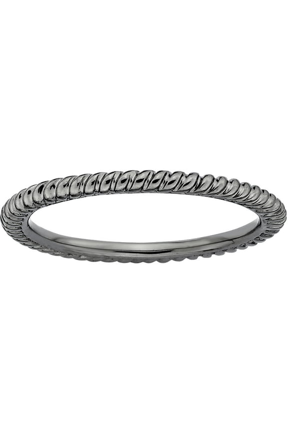 Sterling Silver Black-Plated Twisted Ring