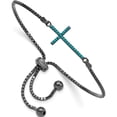 thumbnail image 1 of Sterling Silver Black-Rhodium Dyed Howlite Cross Adjust. Bracelet Made In China qg4635, 1 of 5
