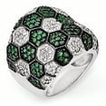 thumbnail image 1 of Sterling Silver & Black Rhodium Green Glass & Cubic Zirconia Ring, 1 of 3