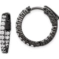 thumbnail image 1 of Sterling Silver Black Rhodium-Plated Cz In And Out Hoop Earrings (18.77 X 19.31) Made Indonesia qe7575b, 1 of 5