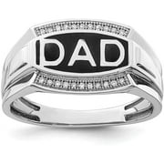 SWEET PEA JEWELLERY Sterling Silver & Black Rhodium Plated Diamond Men's Dad Ring