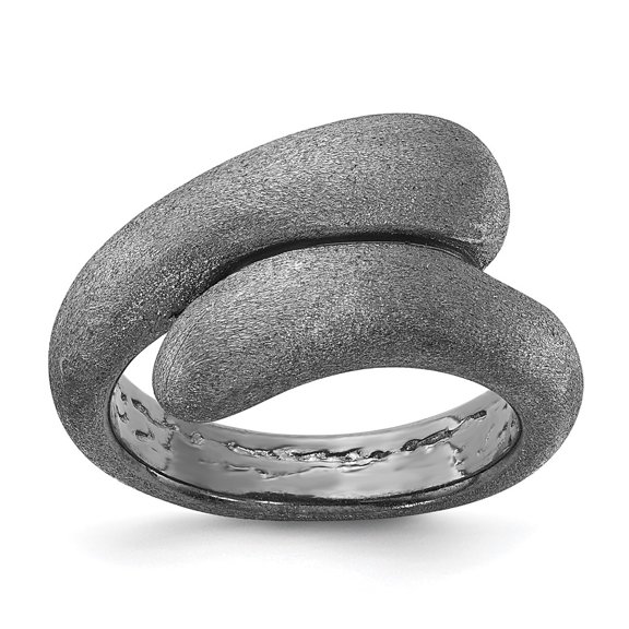 Finest Gold Sterling Silver Black Rhodium-Plated Satin Ring - Size 8
