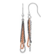 Finest Gold Sterling Silver Black Ruthenium & Rose-Tone Chain Dangle Earrings