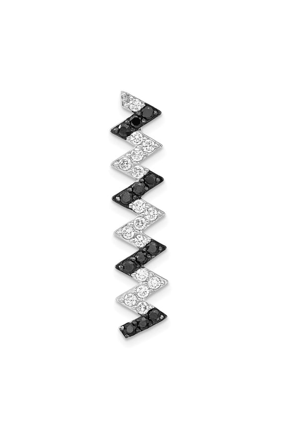 Sterling Silver Black & White CZ Chain Slide