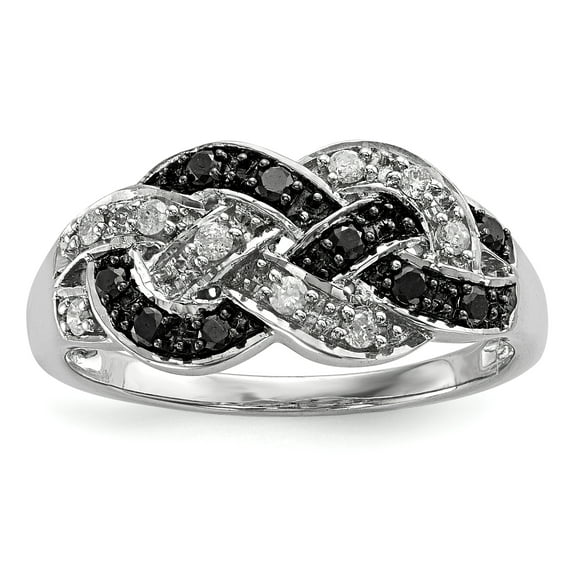 Sterling Silver Black & White Diamond Ring