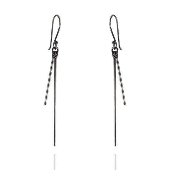 Sterling Silver Blackened Double Bar Drop Earrings
