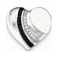 thumbnail image 1 of Sterling Silver Blk Rhod and Enamel Wh Blk Cubic Zirconia Heart Chain Slide Pendant - Measures 17x18mm Wide, 1 of 2