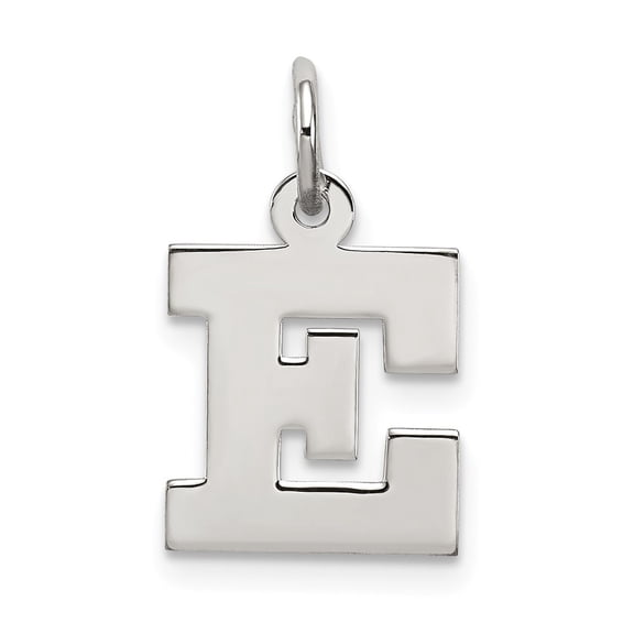 Sterling Silver Block Letter E Initial Charm Pendant