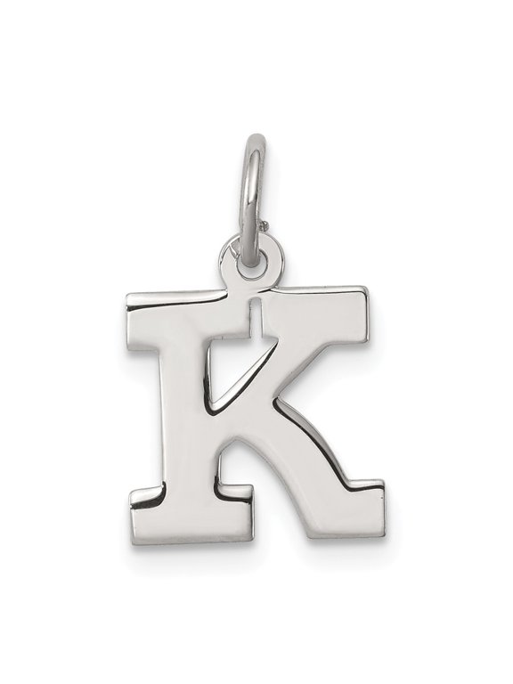 Sterling Silver Block Letter K Initial Charm Pendant