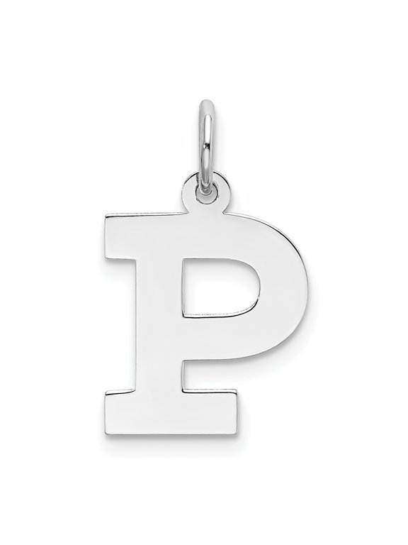 Sterling Silver Block Letter P Initial Charm Pendant