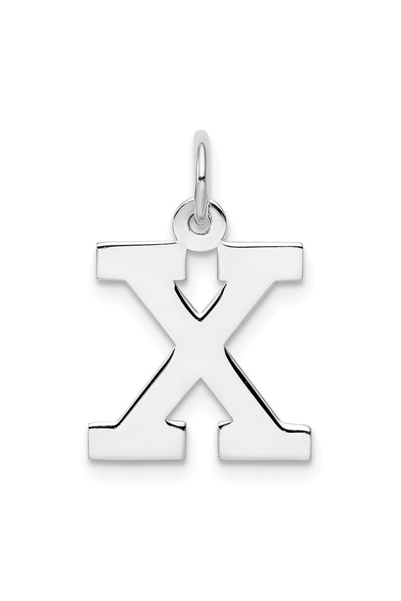 Sterling Silver Block Letter X Initial Charm Pendant