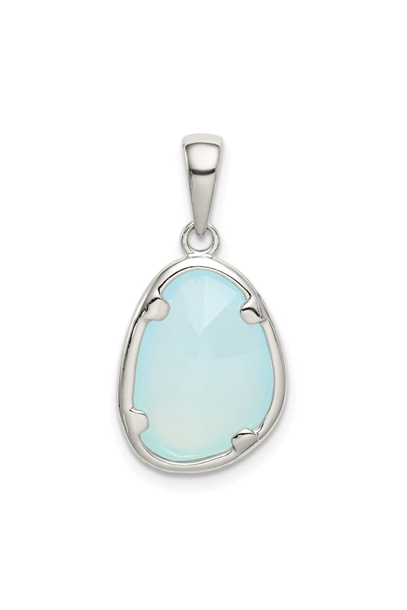 Sterling Silver Blue Chalcedony Stone Pendant QP5108