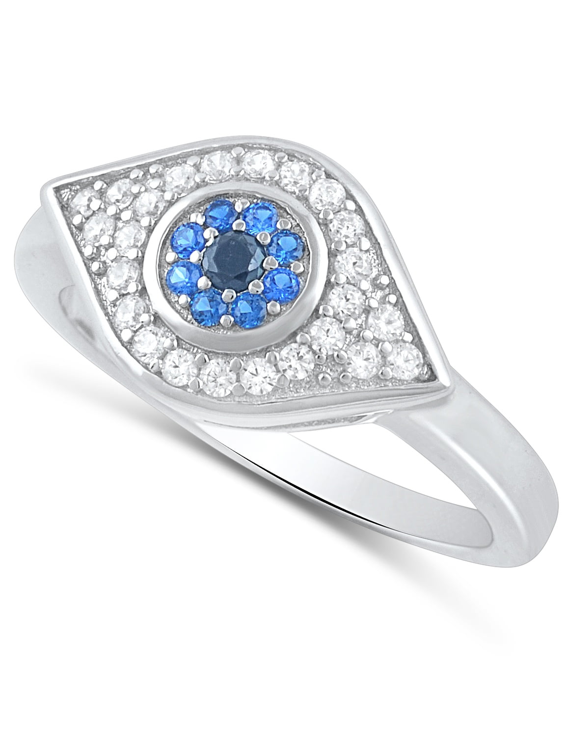 Rose Gold Sterling Silver Evil Eye Ring With Blue CZ - Protective Eye Design, Sizes 4-11, Gift Boxed