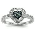thumbnail image 1 of Sterling Silver Blue Diamond Small Heart Ring, 1 of 1