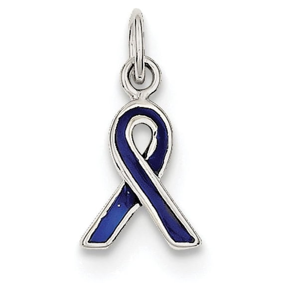 925 Sterling Silver Solid Polished Blue Enameled Awareness Charm 18x8.5mm Wide Pendant Necklace for Women