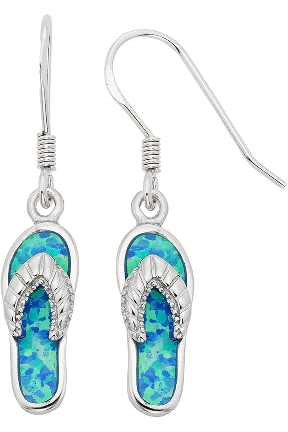 Sterling Silver Blue Opal Flip-Flop Earrings (Multiple colors available)