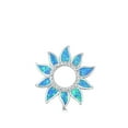 thumbnail image 1 of Sterling Silver Blue Simulated Opal Clear CZ Sunflower Pendant Sun Charm 925 New Jewelry Female, 1 of 3