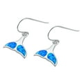 thumbnail image 1 of Sterling Silver Blue Simulated Opal Whale Tail Ocean Earrings 925 New Jewelry Female Unisex, 1 of 3