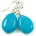 thumbnail image 1 of Sterling Silver Blue Simulated Turquoise Earrings Smooth Teardrops Simple Dangle Drops, 1 of 2