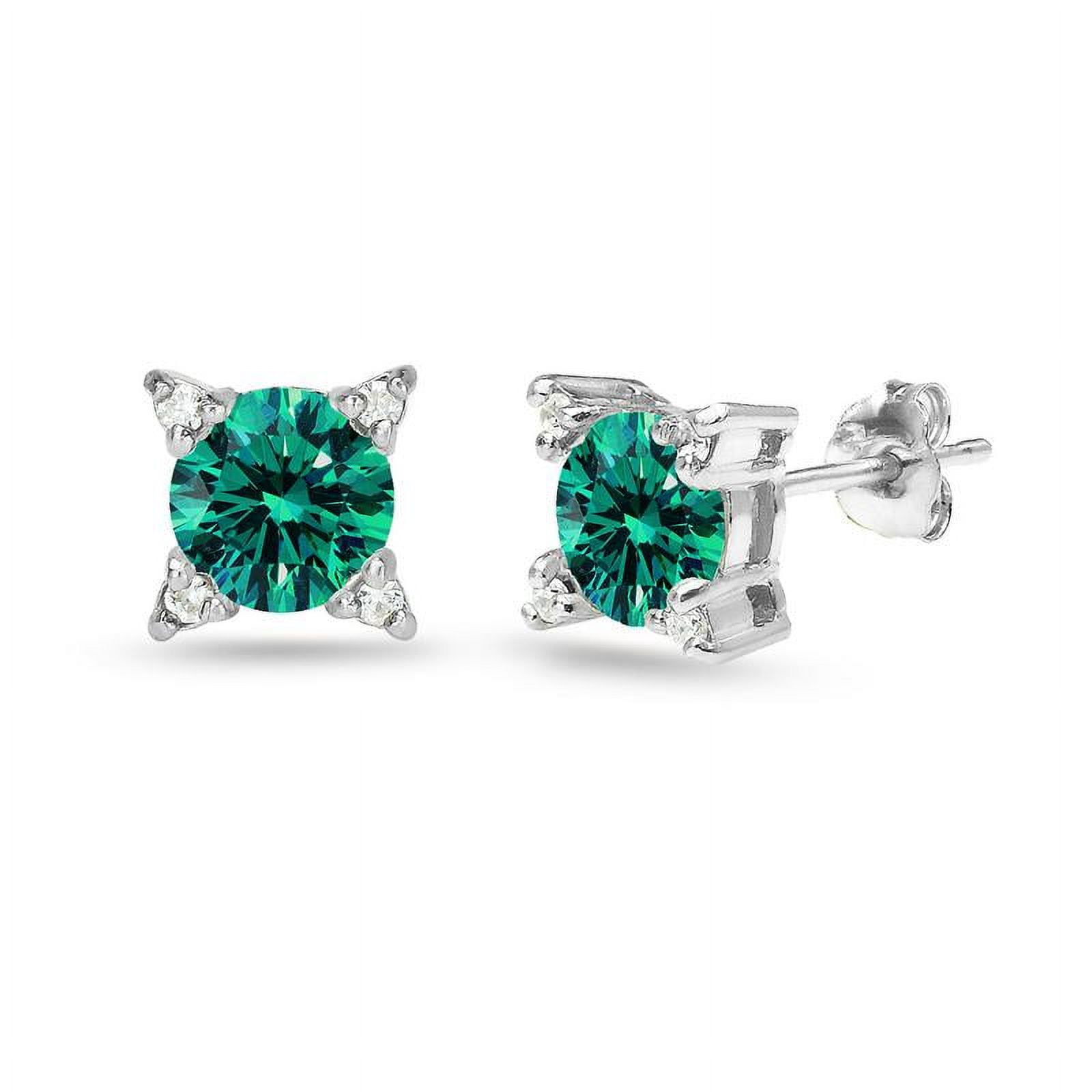 Sterling Silver Blue Studded Solitaire Stud Earrings Made with Swarovski Crystals