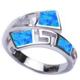 thumbnail image 1 of Sterling Silver Blue Synthetic Opal Greek Key Ring Sizes 10, 1 of 3