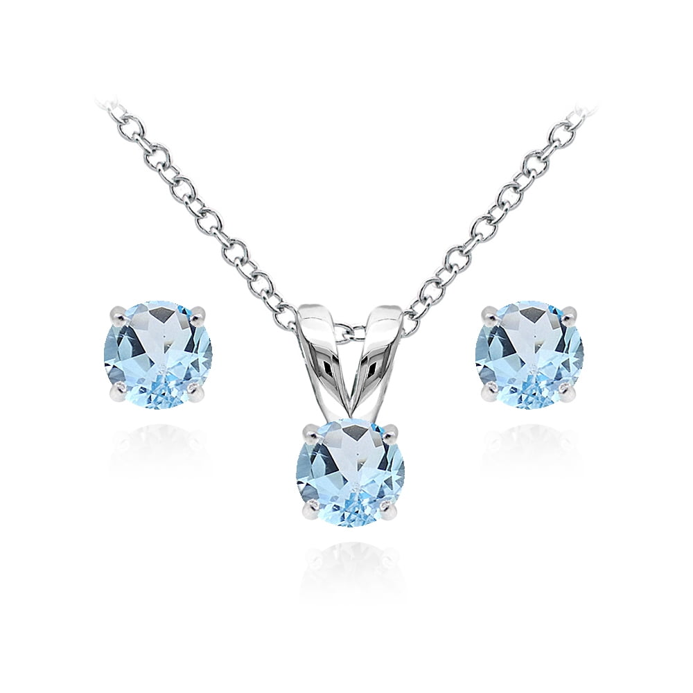 Ocean Heart Jewelry Set for Women Created Aquamarine Necklace Earring Ring  Sets See Blue Fashion Jewelry Party Accessory - AliExpress