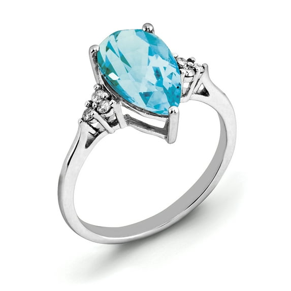 Sterling Silver Rhodium Blue Topaz & Diam. Ring QR3083BT
