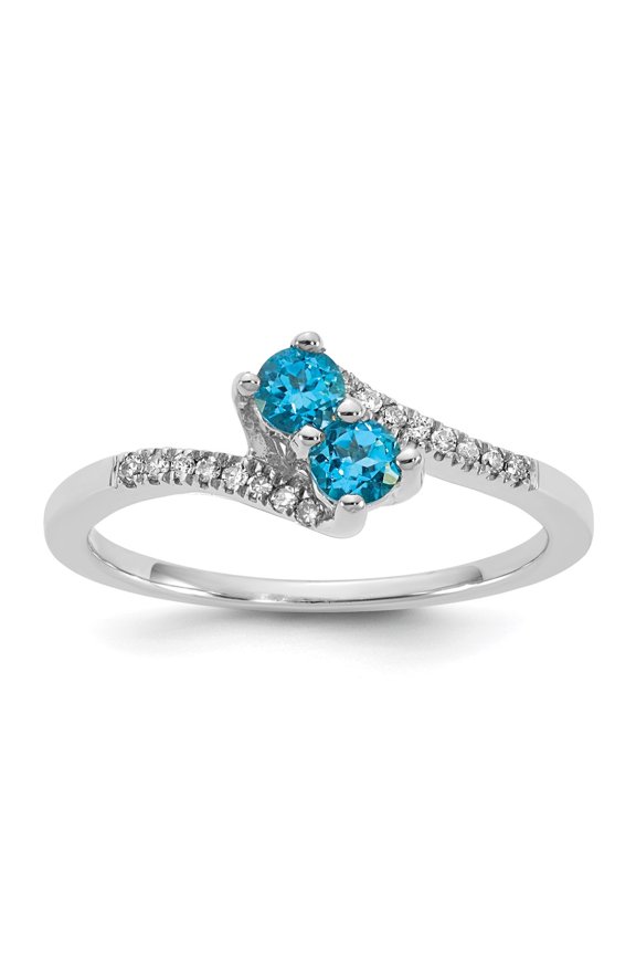 Sterling Silver Blue Topaz & Diamond Ring