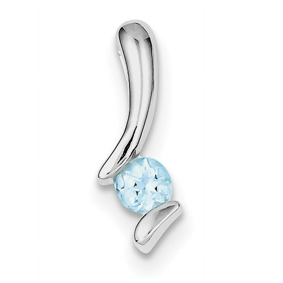 Sterling Silver Blue Topaz Pendant (22 X 7) Made In Thailand qp301