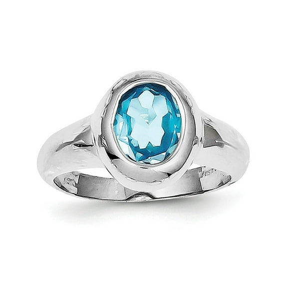 Sterling Silver Blue Topaz Ring - Size 8 - Measures 3mm Wide