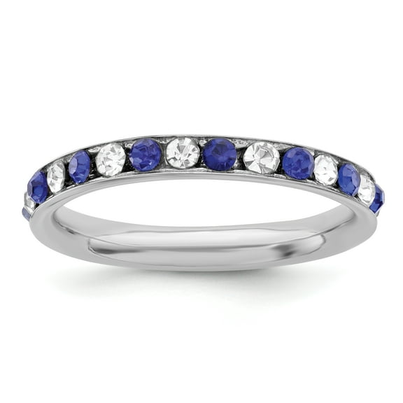 Sterling Silver Blue & White Cubic Zirconia Eternity Band