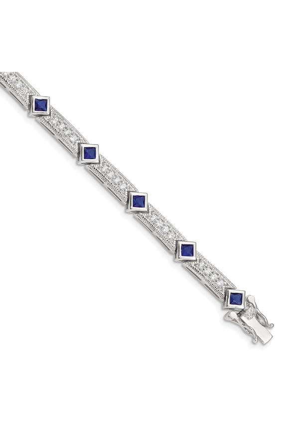 Sterling Silver Blue and Clear CZ Bracelet