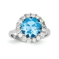 thumbnail image 1 of Sterling Silver Blue and Clear Cubic Zirconia Ring - Size 6 - Measures 2mm Wide, 1 of 2