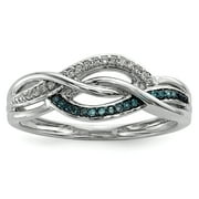 BEST PRICE PRODUCT Sterling Silver Blue and White Diamond Ring