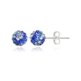 thumbnail image 1 of Sterling Silver Blue and White Tonal Crystal Fireball Stud Earrings, 6mm, 1 of 1