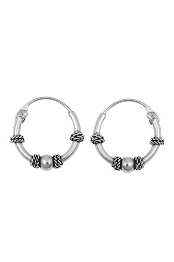 Sterling Silver Boho Hoop Bali Style Rope Knot Earrings 925 New Jewelry Female Unisex