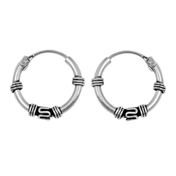 Sterling Silver Boho Style Hoop Bali Wave Wrap Earrings 925 New Jewelry Female Unisex